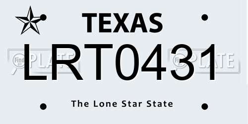 LRT0431 Texas License Plate