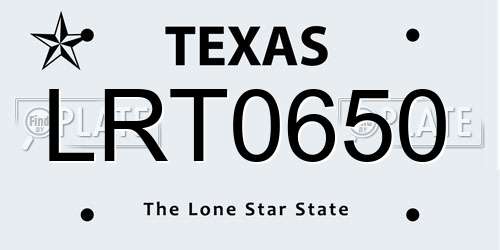 LRT0650 Texas License Plate