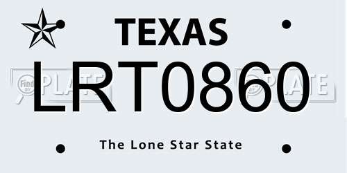 LRT0860 Texas License Plate