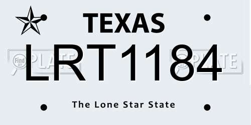LRT1184 Texas License Plate