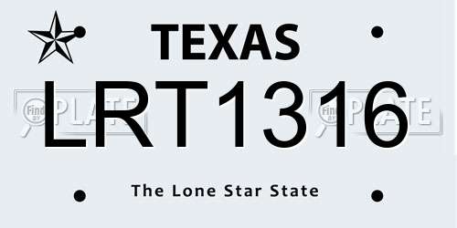 LRT1316 Texas License Plate