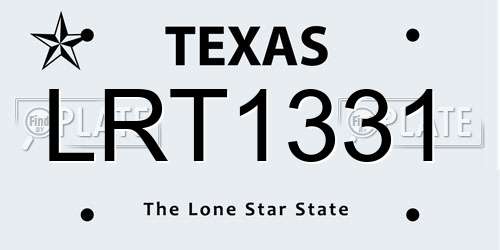 LRT1331 Texas License Plate