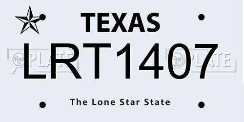 LRT1407 Texas License Plate