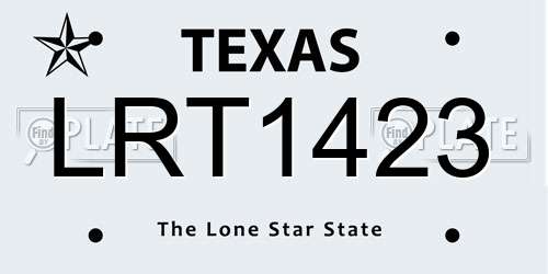 LRT1423 Texas License Plate