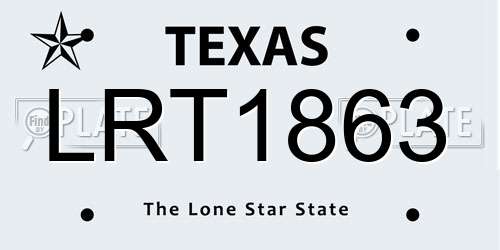 LRT1863 Texas License Plate