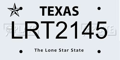 LRT2145 Texas License Plate