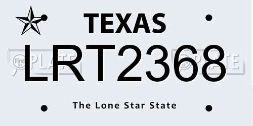 LRT2368 Texas License Plate