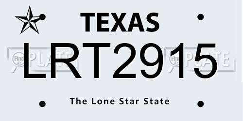 LRT2915 Texas License Plate