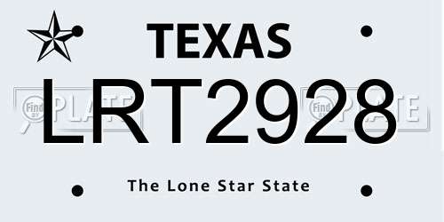 LRT2928 Texas License Plate