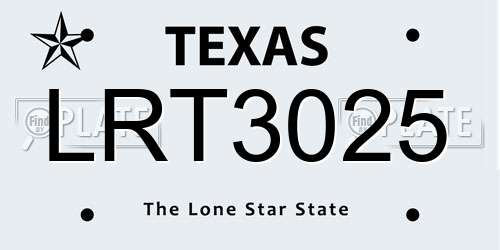 LRT3025 Texas License Plate