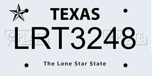 LRT3248 Texas License Plate