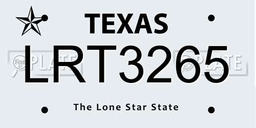 LRT3265 Texas License Plate