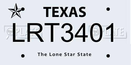 LRT3401 Texas License Plate