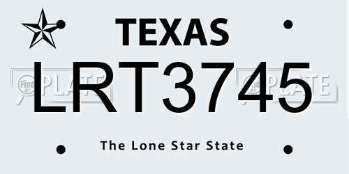 LRT3745 Texas License Plate
