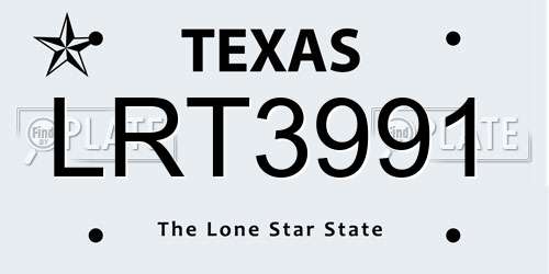 LRT3991 Texas License Plate