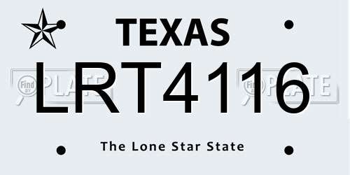 LRT4116 Texas License Plate