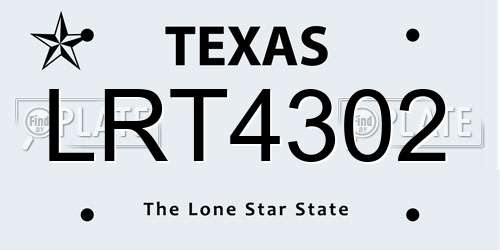 LRT4302 Texas License Plate