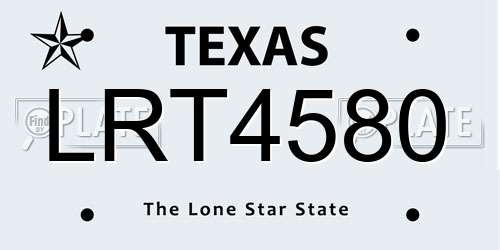 LRT4580 Texas License Plate