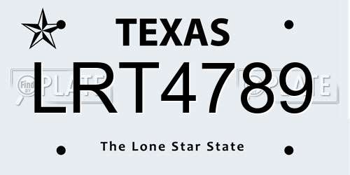 LRT4789 Texas License Plate