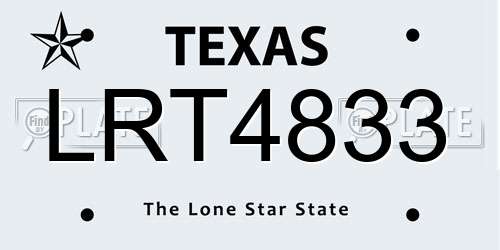 LRT4833 Texas License Plate