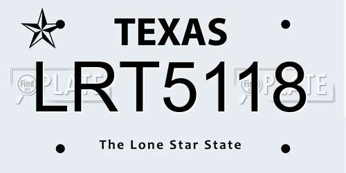 LRT5118 Texas License Plate