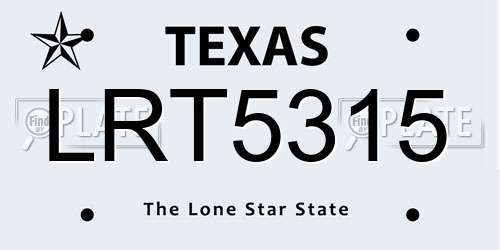 LRT5315 Texas License Plate