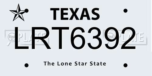 LRT6392 Texas License Plate