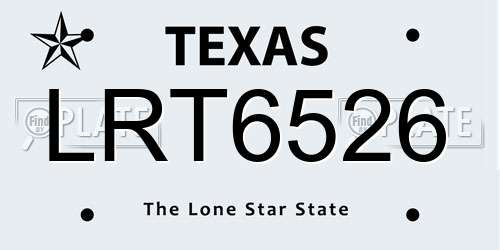 LRT6526 Texas License Plate