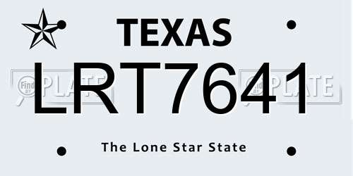 LRT7641 Texas License Plate