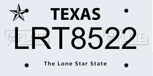 LRT8522 Texas License Plate