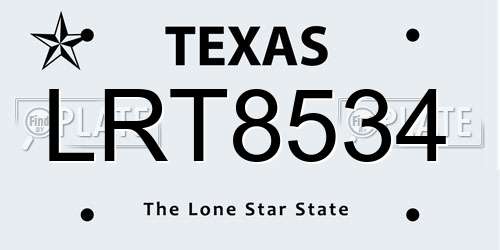 LRT8534 Texas License Plate