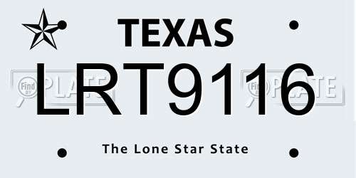 LRT9116 Texas License Plate