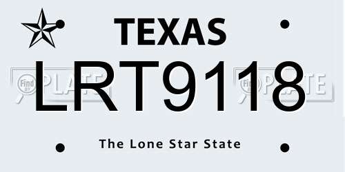 LRT9118 Texas License Plate