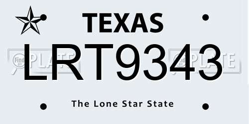 LRT9343 Texas License Plate