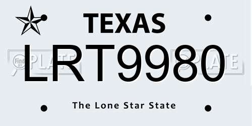 LRT9980 Texas License Plate