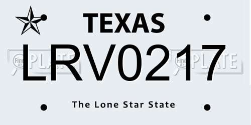 LRV0217 Texas License Plate