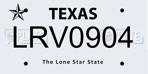 LRV0904 Texas License Plate