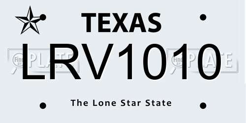 LRV1010 Texas License Plate