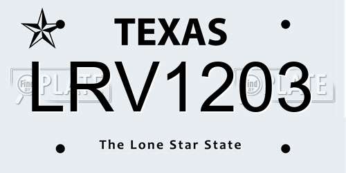 LRV1203 Texas License Plate