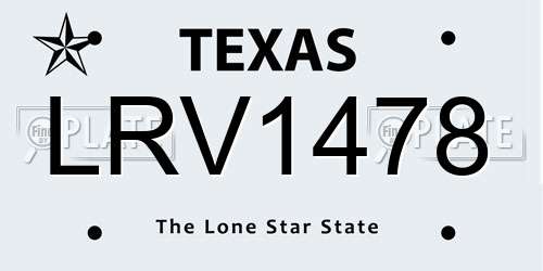 LRV1478 Texas License Plate