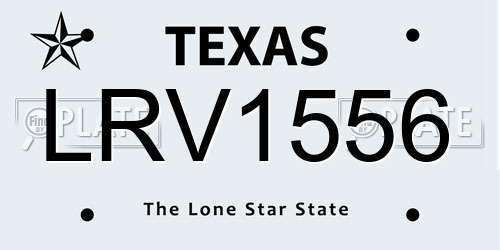 LRV1556 Texas License Plate