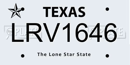 LRV1646 Texas License Plate