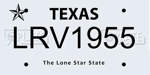 LRV1955 Texas License Plate