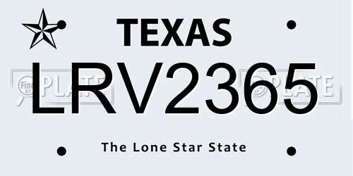 LRV2365 Texas License Plate