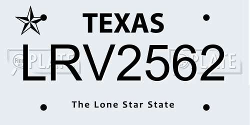 LRV2562 Texas License Plate