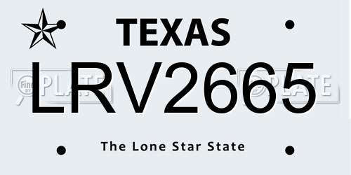 LRV2665 Texas License Plate