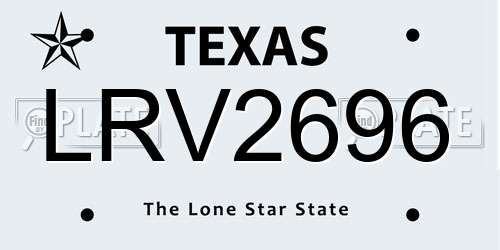 LRV2696 Texas License Plate