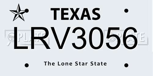 LRV3056 Texas License Plate