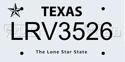 LRV3526 Texas License Plate