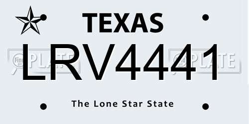 LRV4441 Texas License Plate